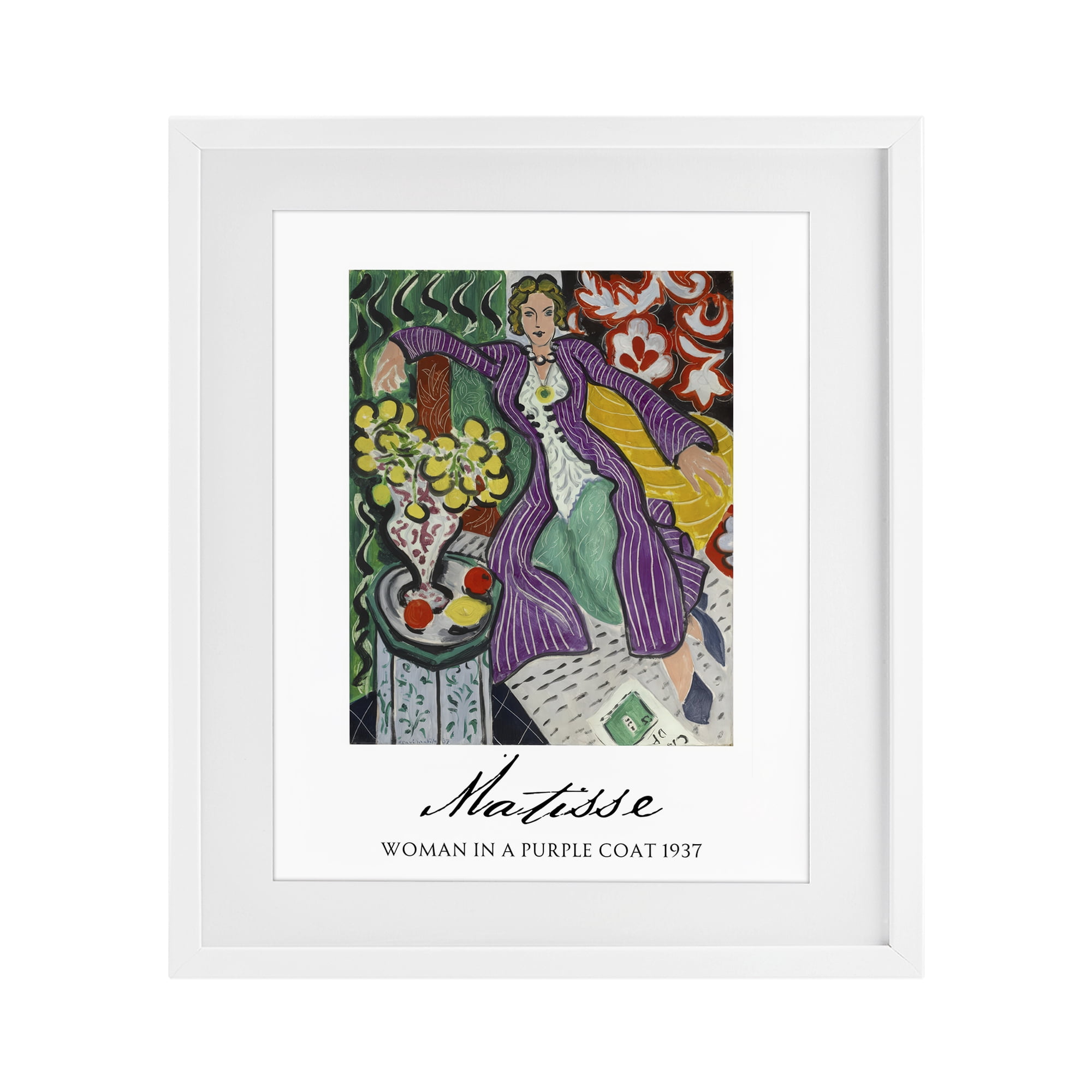 Stupell Industries Matisse Woman In Purple Coat White Framed Print Under Glass, design by Vintage Hustle