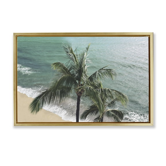 Stupell Industries Maui Palm Beach Landscape Gold Framed Floater Canvas Wall Art design by Natalie Carpentieri, 17 x 25