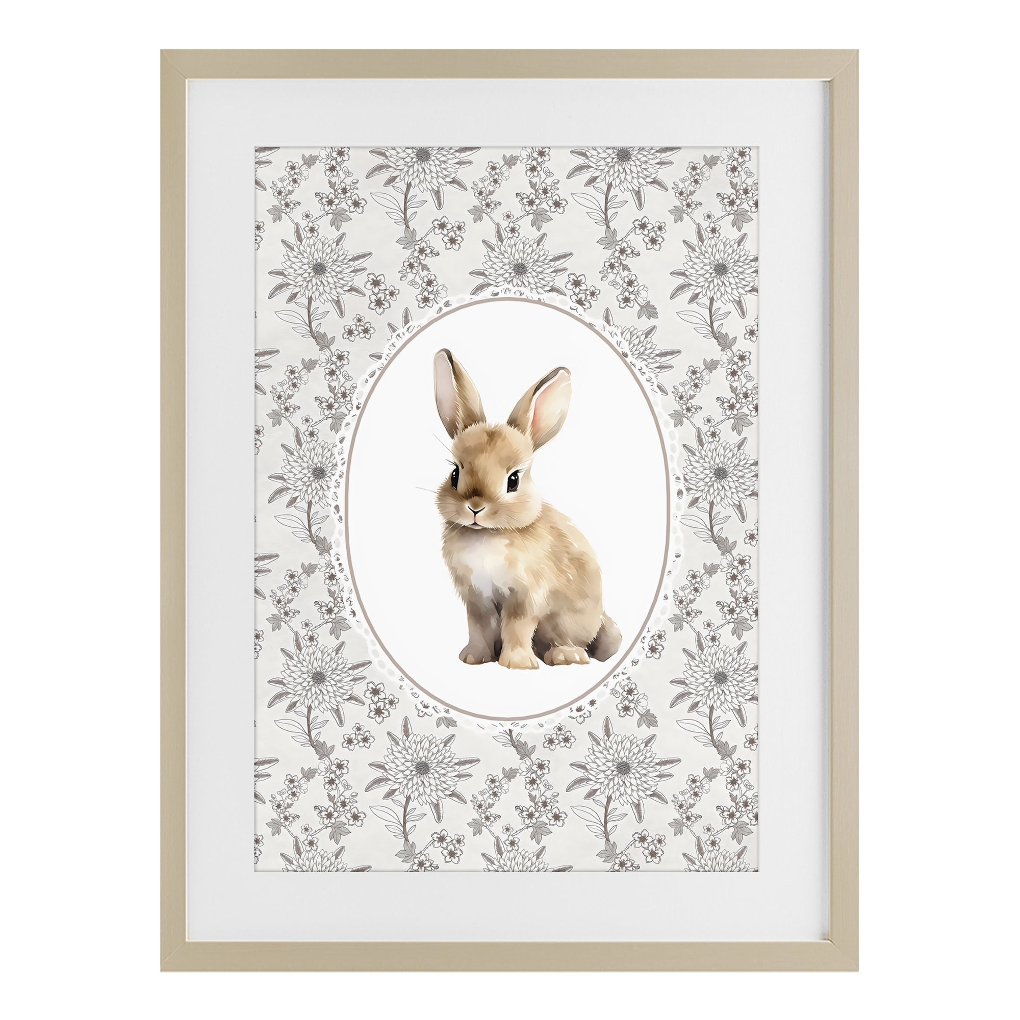 Stupell Industries Mauve Botanical Bunny Birch Framed Print Under Glass, design by Ink Drop Loft