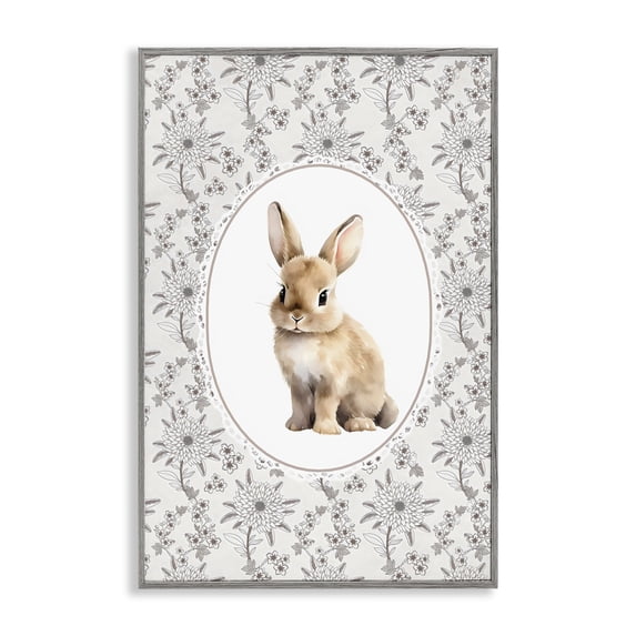 Stupell Industries Shabby Chic Mauve Botanical Bunny Gray Framed Giclee Art, 20 x 30, by Ink Drop Loft