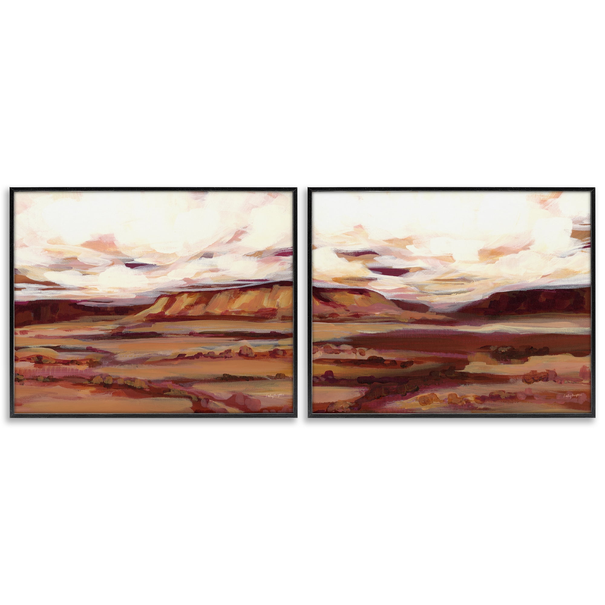 Stupell Industries Mauve Mesa Abstract Landscape Landscape & Nature Painting Black Framed Art Print Wall Art, 20 x 16, Set of 2