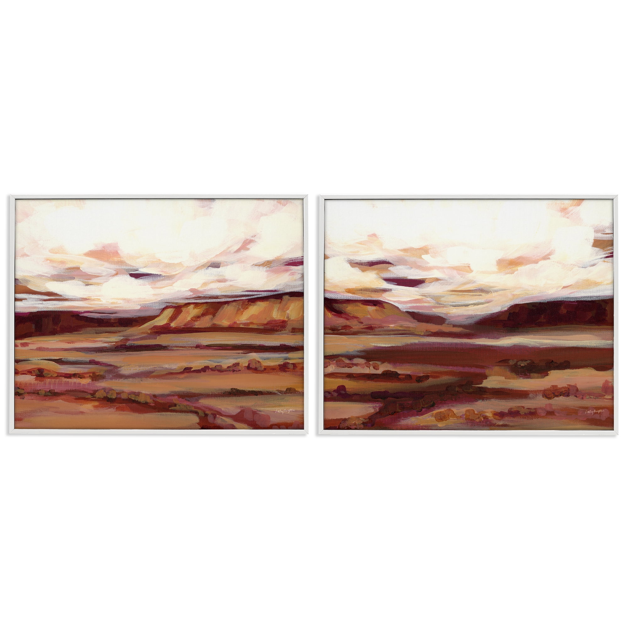 Stupell Industries Mauve Mesa Abstract Landscape Landscape & Nature Painting White Framed Art Print Wall Art, 20 x 16, Set of 2