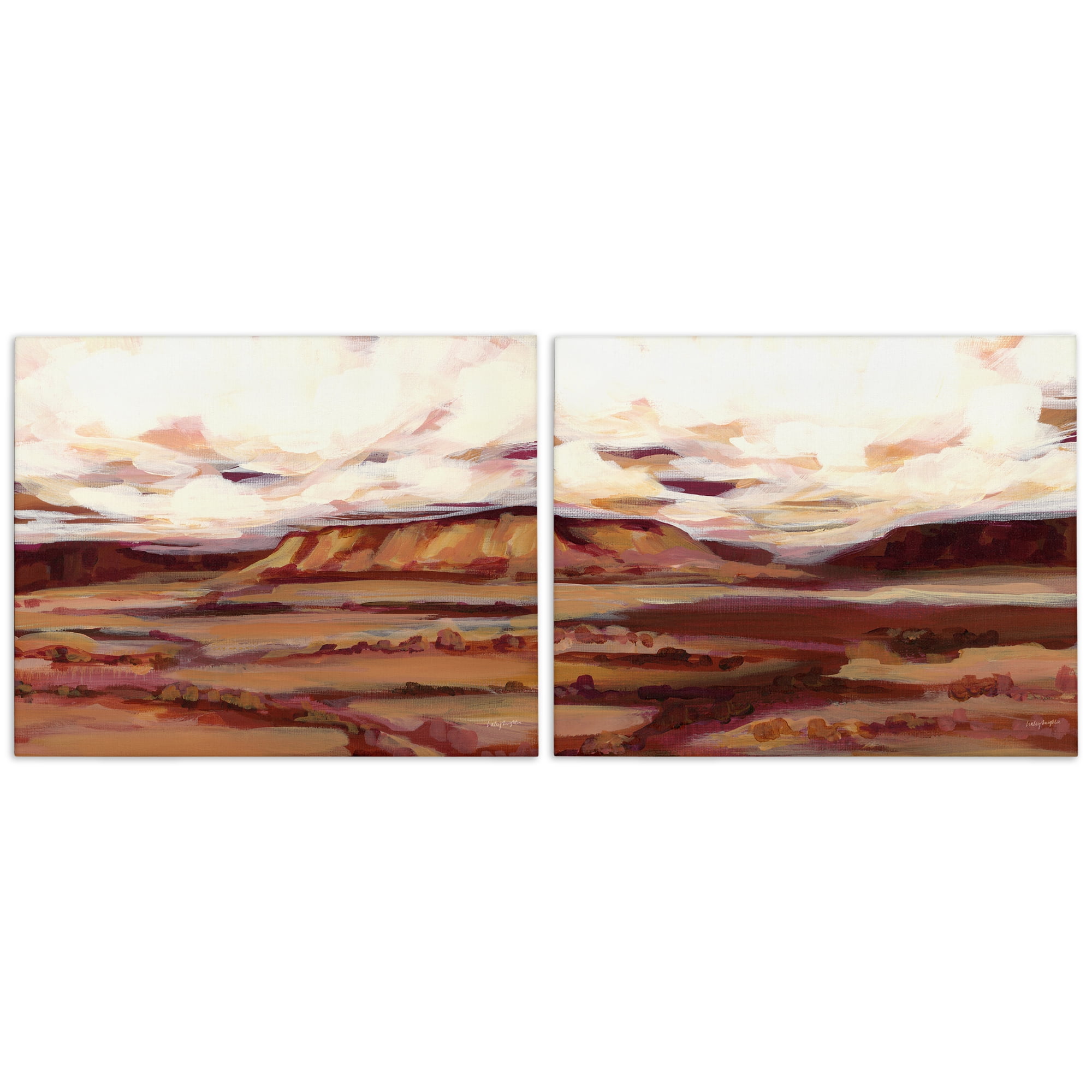 Stupell Industries Mauve Mesa Abstract Landscape Landscape & Nature Painting Wrapped Canvas Art Print Wall Art, 20 x 16, Set of 2
