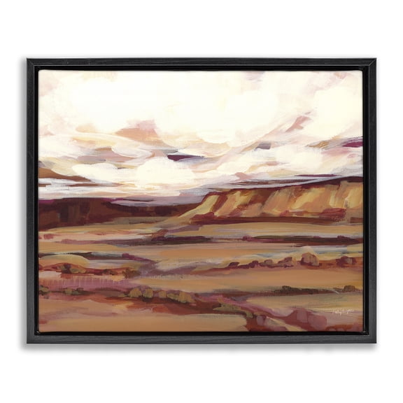 Stupell Industries Mauve Mesa Landscape Landscape Painting Black Floater Framed Art Print Wall Art, 31 x 25