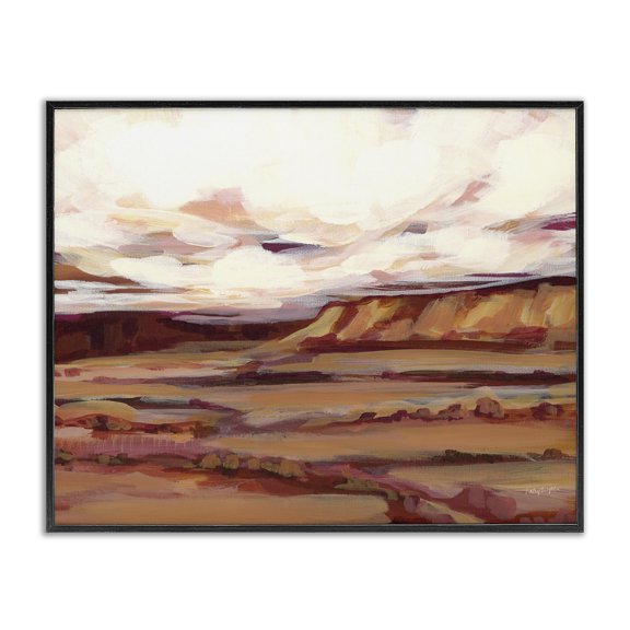 Stupell Industries Mauve Mesa Landscape Landscape Painting Black Framed Art Print Wall Art, 30 x 24