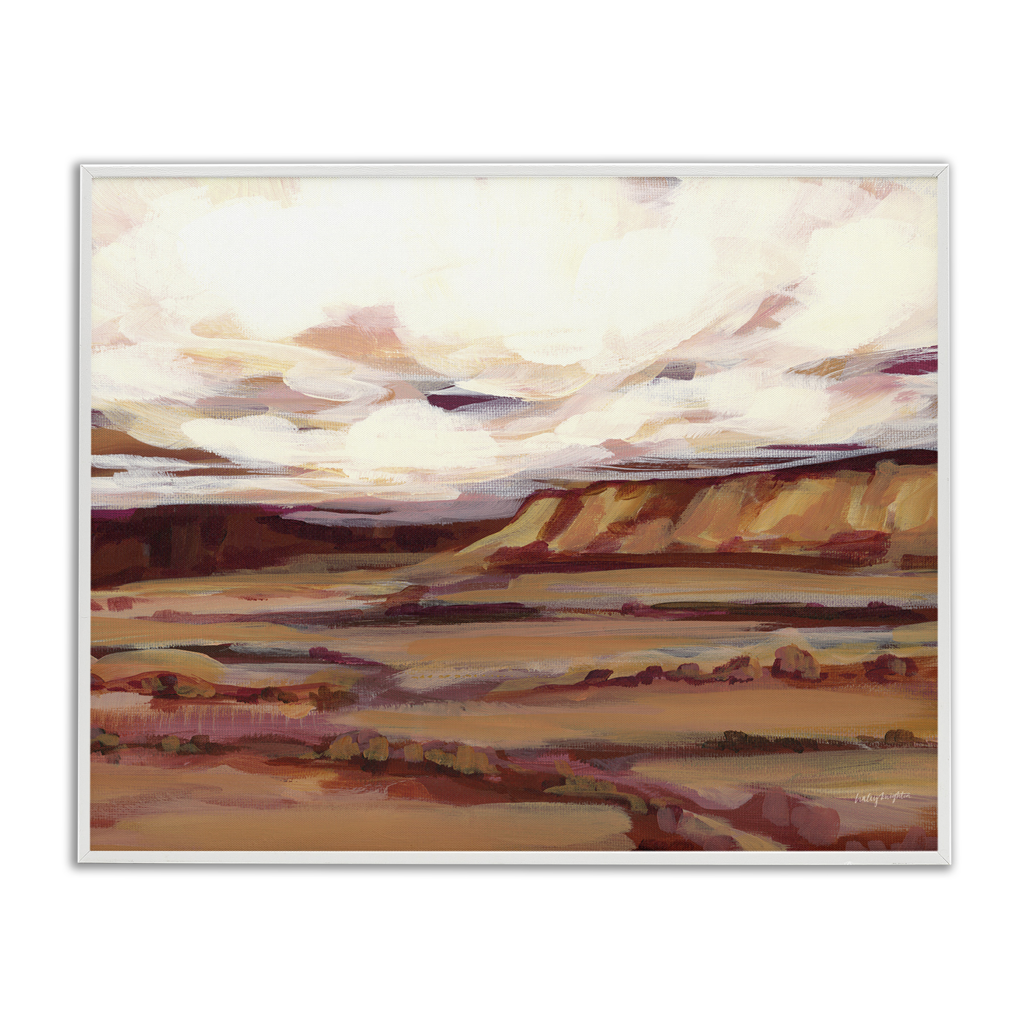 Stupell Industries Mauve Mesa Landscape Landscape Painting White Framed Art Print Wall Art, 14 x 11