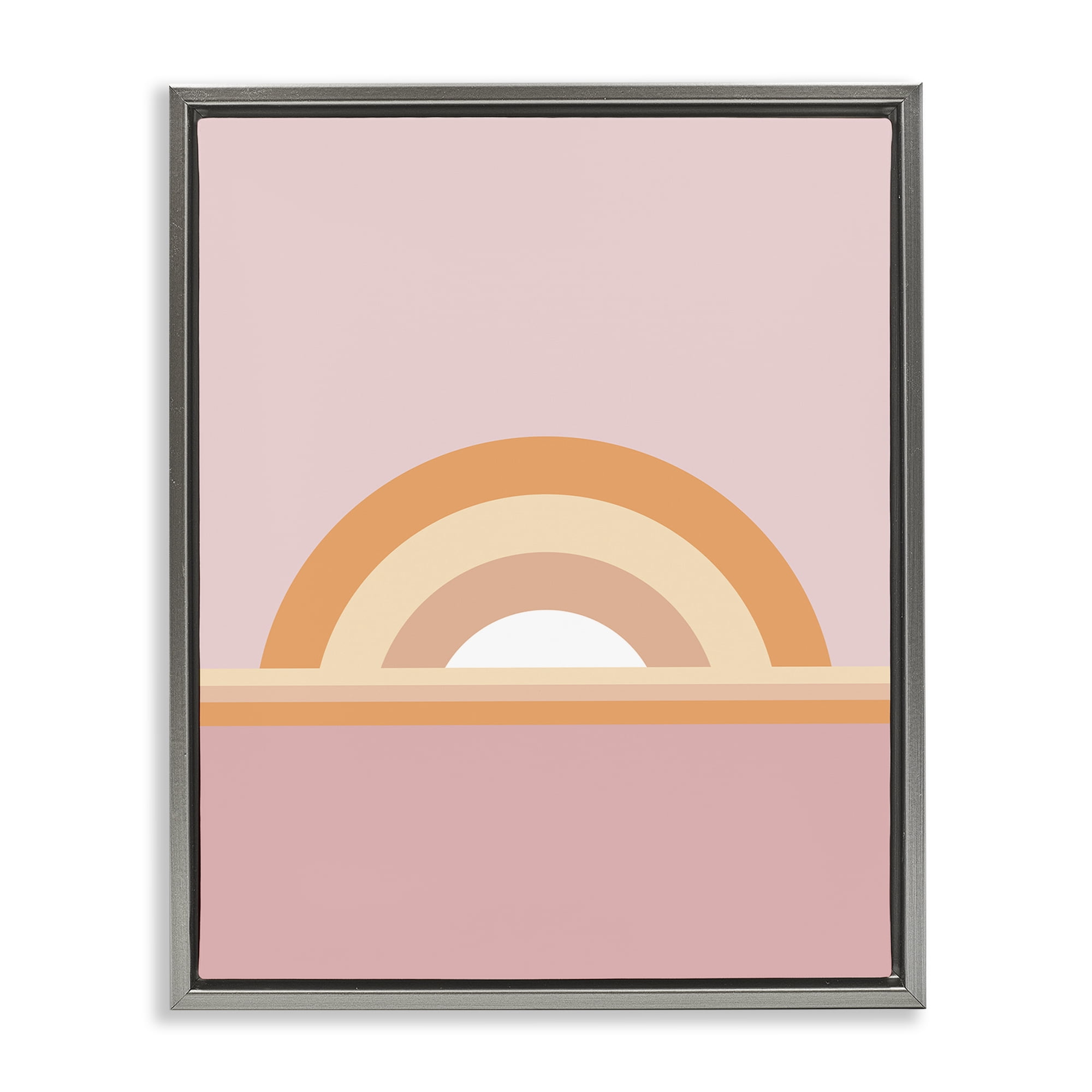 Stupell Industries Mauve & Orange Rainbow Abstract Painting Gray Floater Framed Canvas Art Print Wall Art, 25 x 31