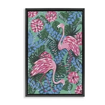 Stupell Industries Maximalist Flamingos Pattern Animals & Insects Painting Black Floater Framed Canvas Art Print Wall Art, 17 x 25