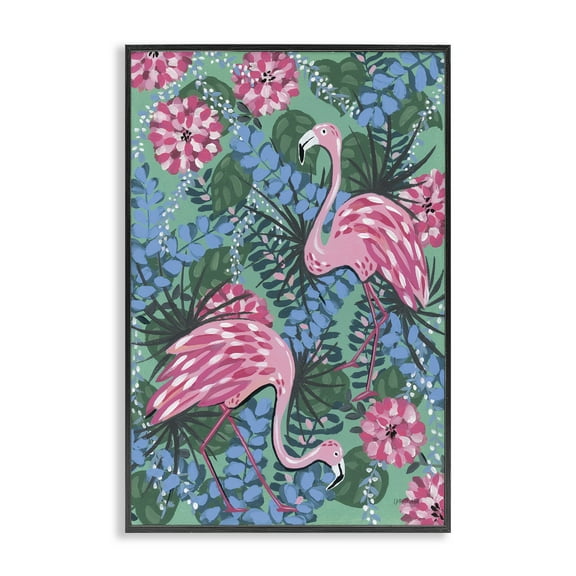 Stupell Industries Maximalist Flamingos Pattern Animals & Insects Painting Black Framed Art Print Wall Art, 12 x 18