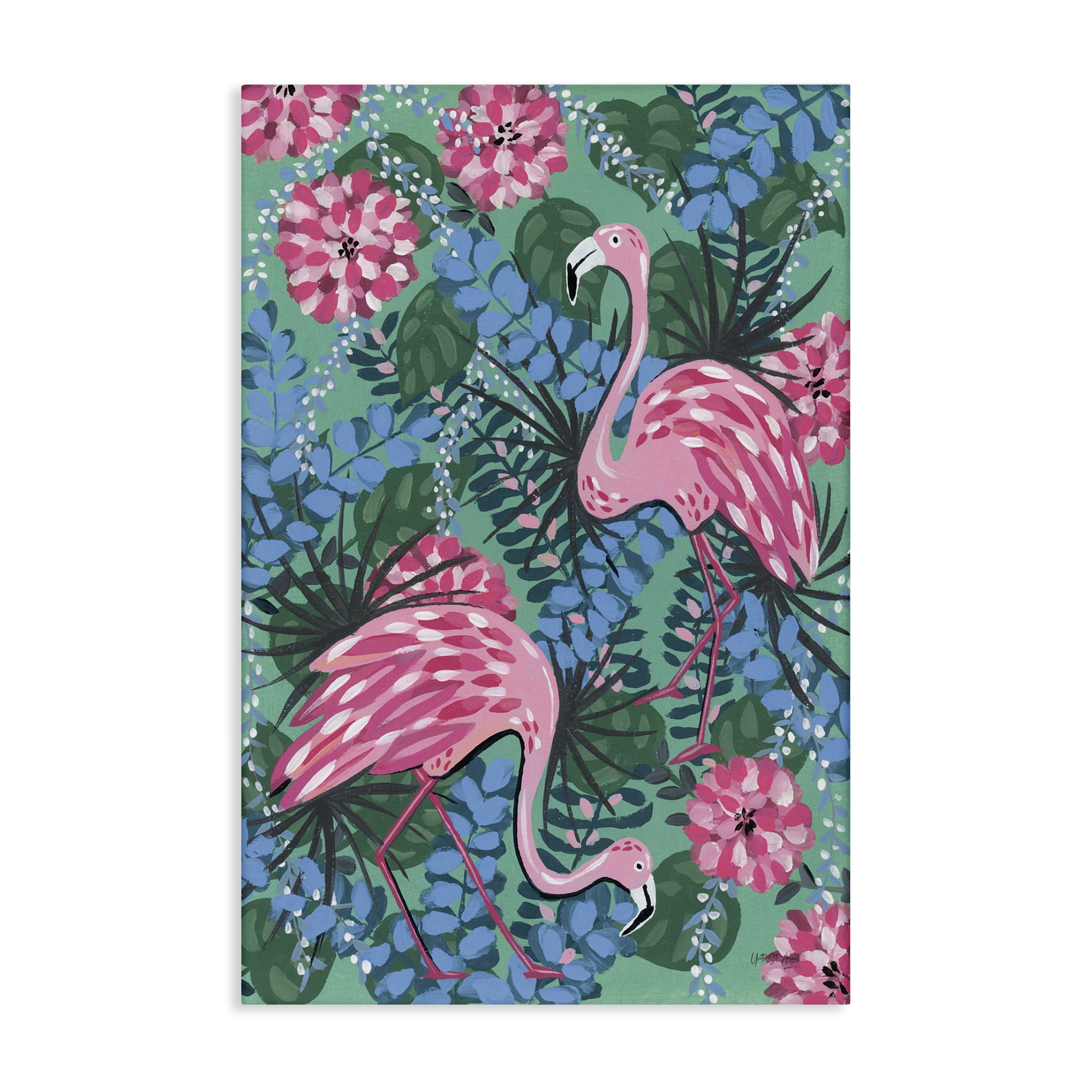 Stupell Industries Maximalist Flamingos Pattern Animals & Insects Painting Gallery Wrapped Canvas Art Print Wall Art, 20 x 30