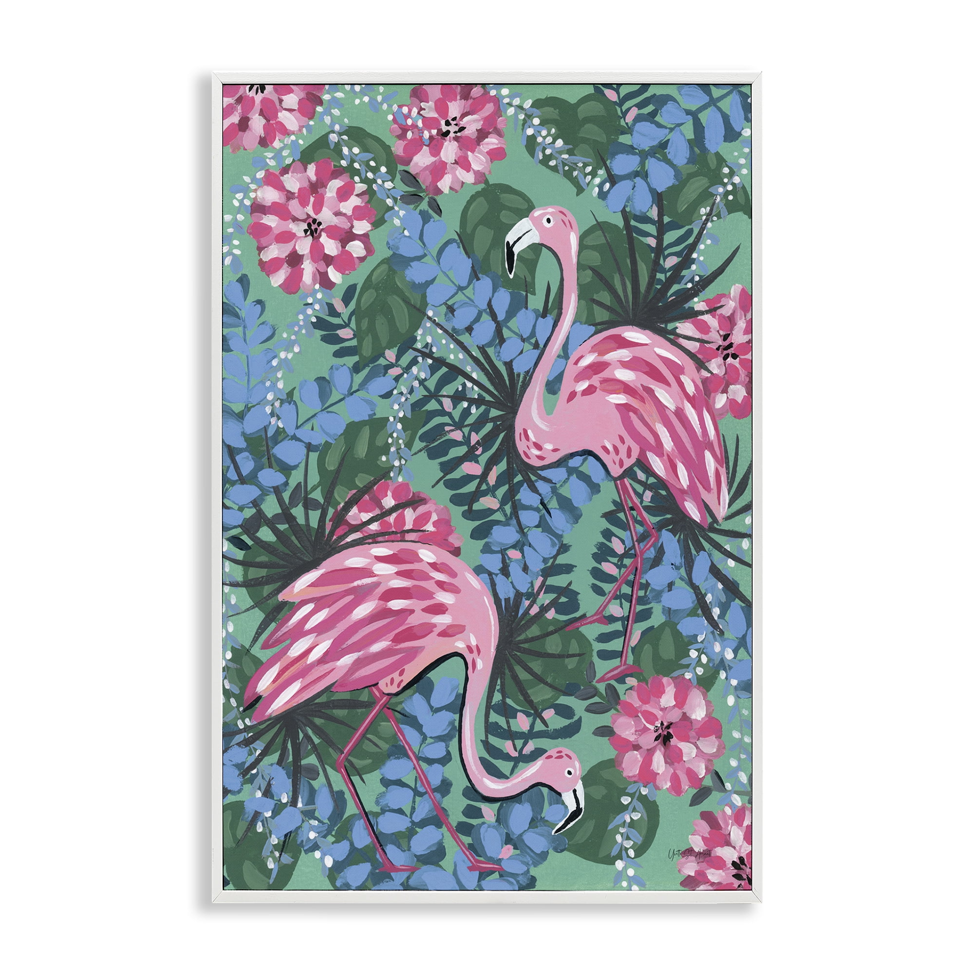 Stupell Industries Maximalist Flamingos Pattern Animals & Insects Painting White Framed Art Print Wall Art, 16 x 24