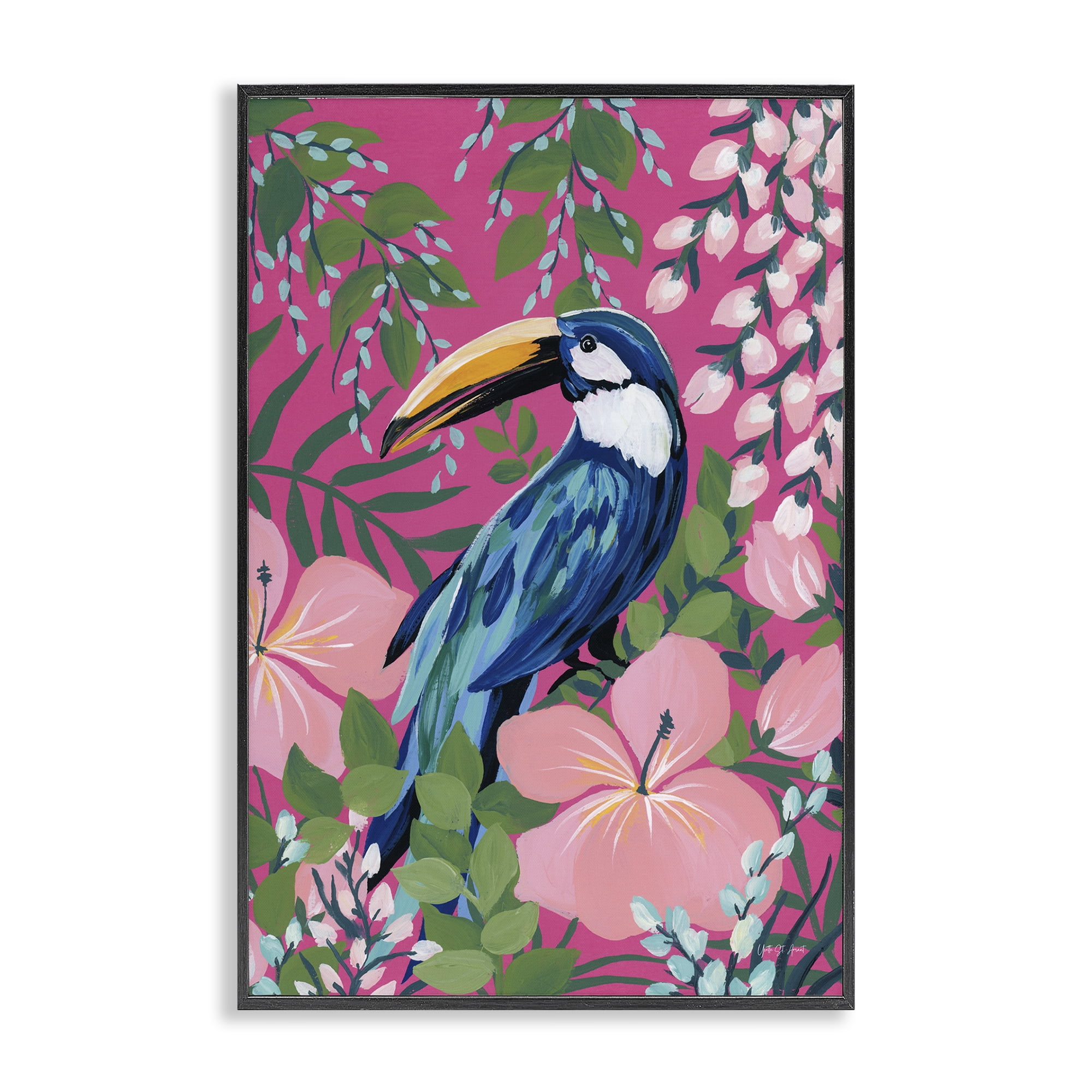 Stupell Industries Maximalist Toucan Pattern Animals & Insects Painting Black Framed Art Print Wall Art, 12 x 18