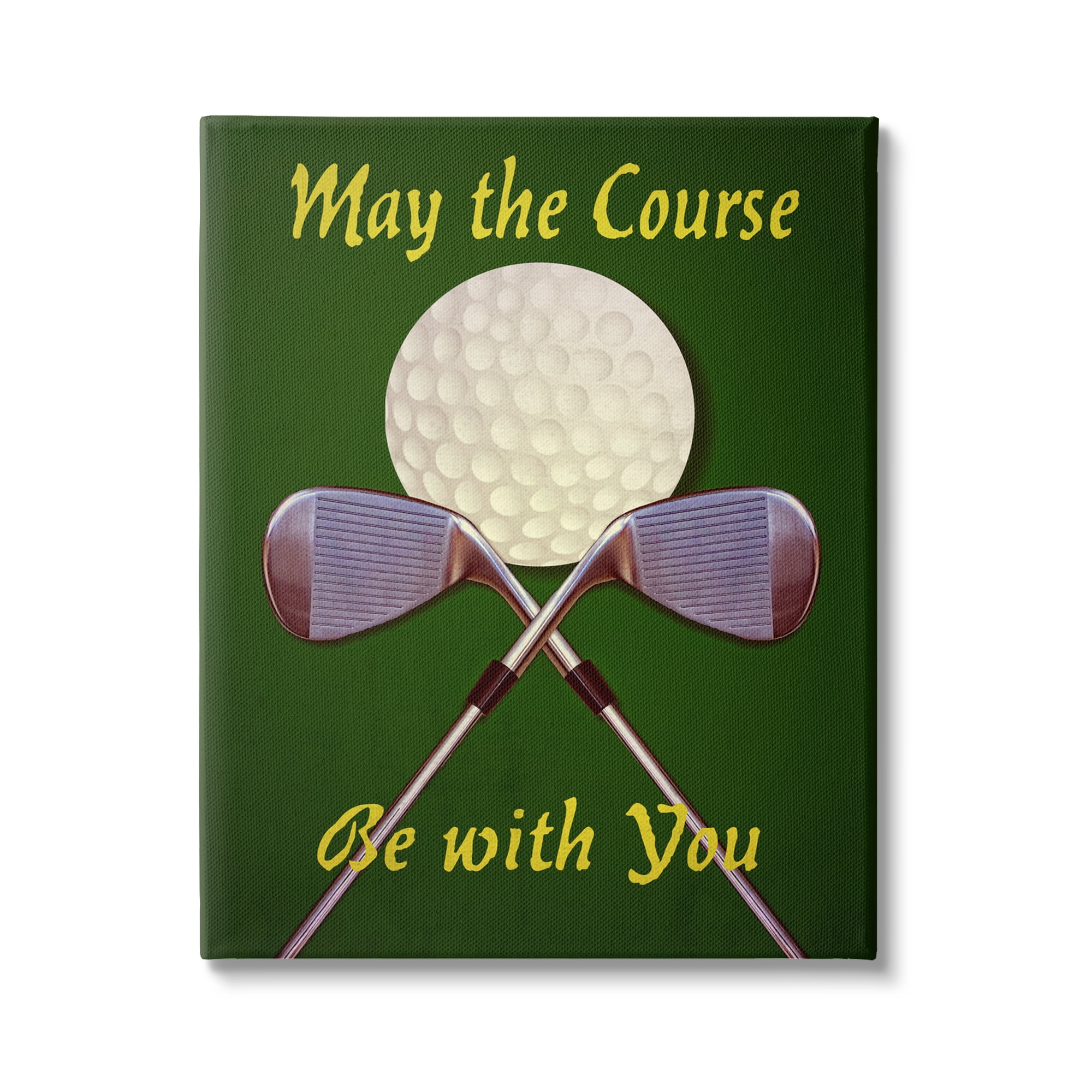 Stupell Industries May Course Be With You Fun Sports Golf Clubs Graphic Art Gallery Wrapped Canvas Print Wall Art, Design by Graffitee Studios