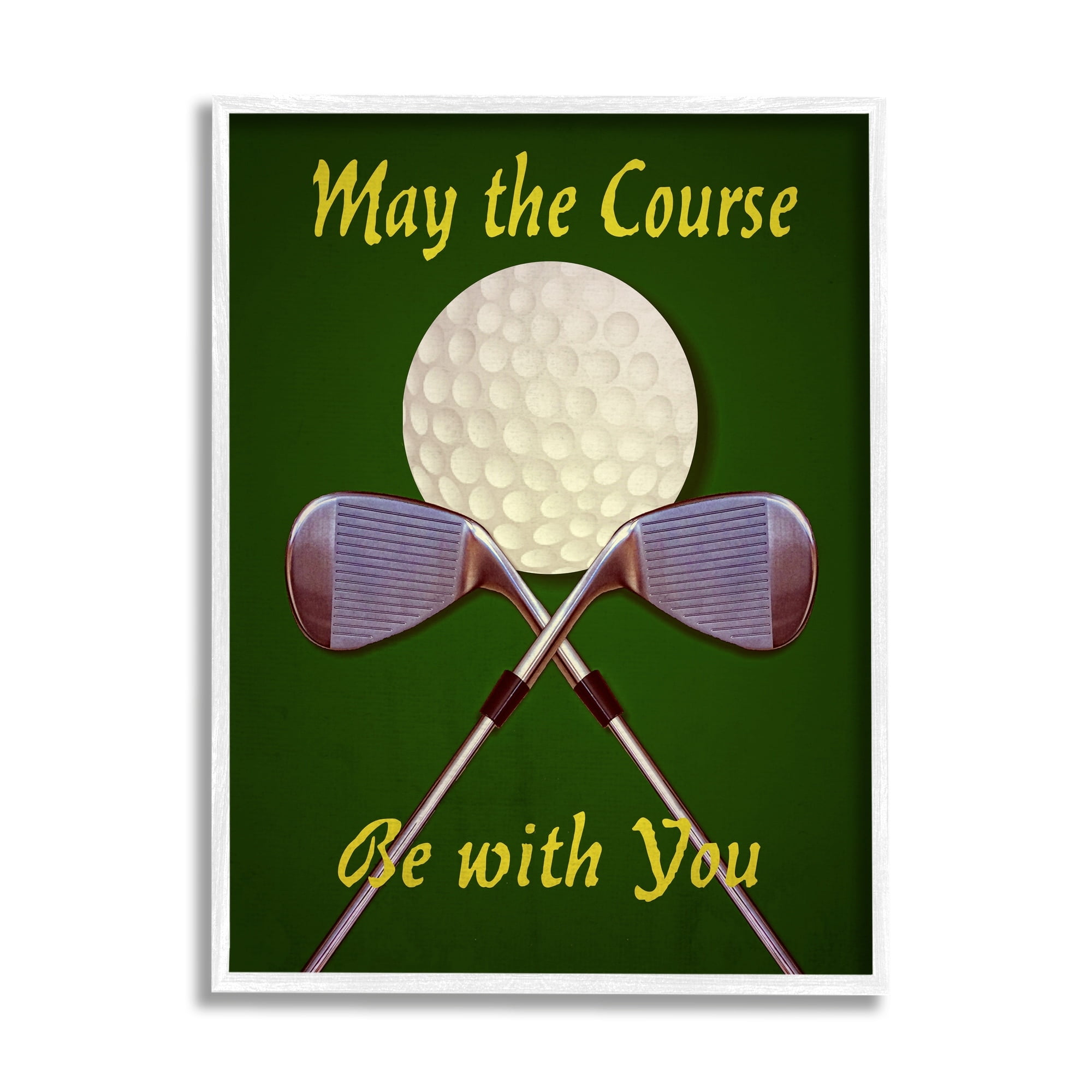 May the Course Be With You Green Sports Canvas Print with White Frame