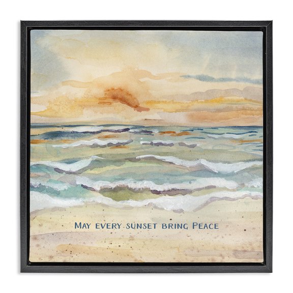 Stupell Industries May Every Sunset Bring Peace Black Framed Floater Canvas Wall Art design by Audrey Jeanne Roberts, 18 x 18