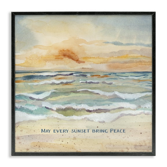 Stupell Industries May Every Sunset Bring Peace Black Framed Giclee Art design by Audrey Jeanne Roberts, 12 x 12