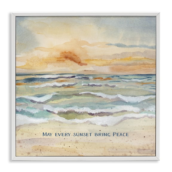 Stupell Industries May Every Sunset Bring Peace White Framed Giclee Art design by Audrey Jeanne Roberts, 17 x 17