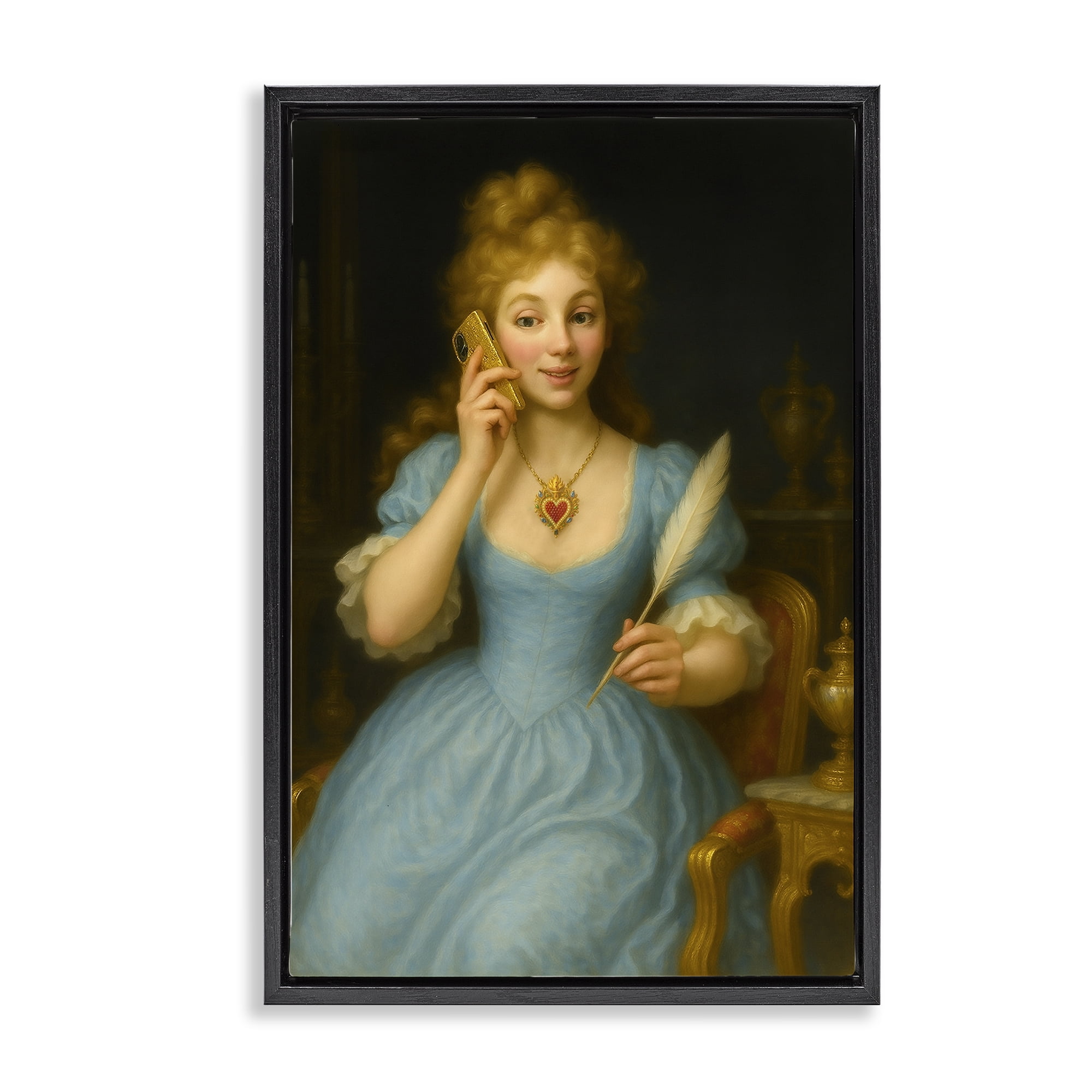 Stupell Industries May I Take A Message Black Framed Floater Canvas Wall Art, design by Grotto Studios