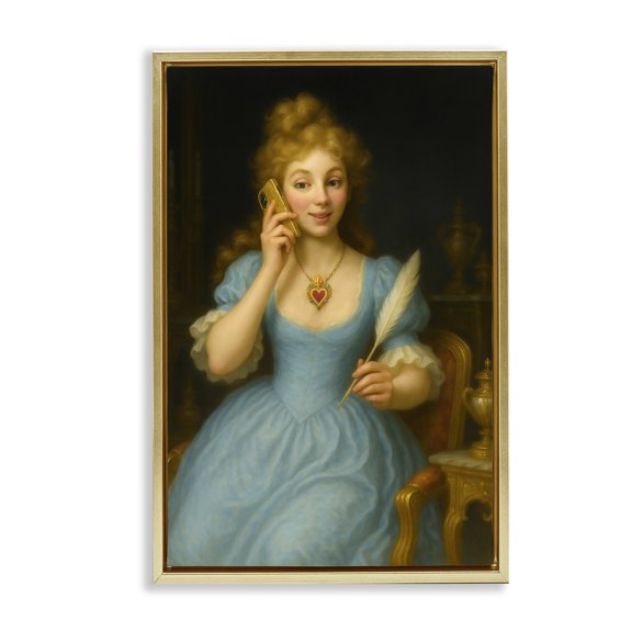 Stupell Industries May I Take A Message Gold Framed Floater Canvas Wall Art, design by Grotto Studios