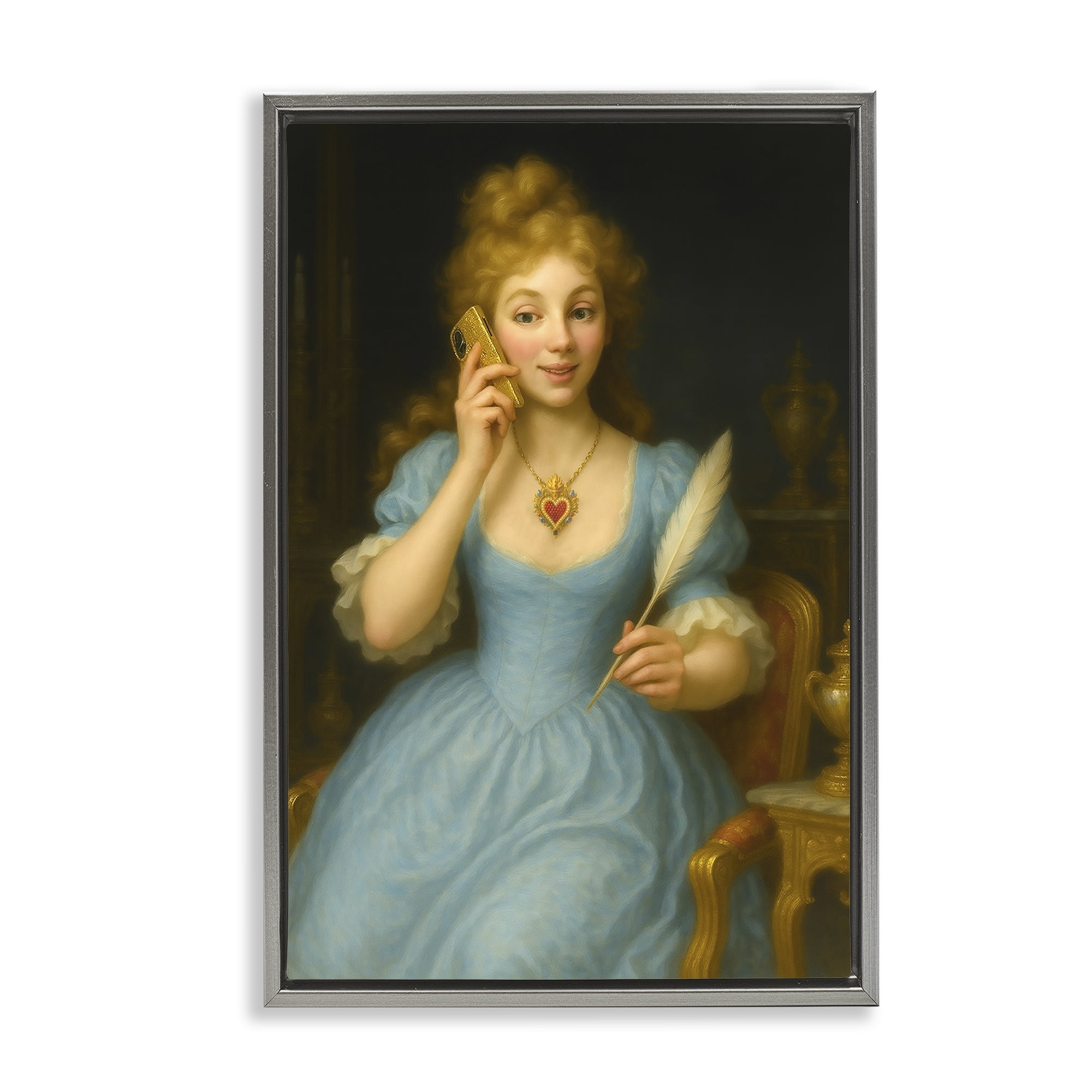 Stupell Industries May I Take A Message Gray Framed Floater Canvas Wall Art, design by Grotto Studios