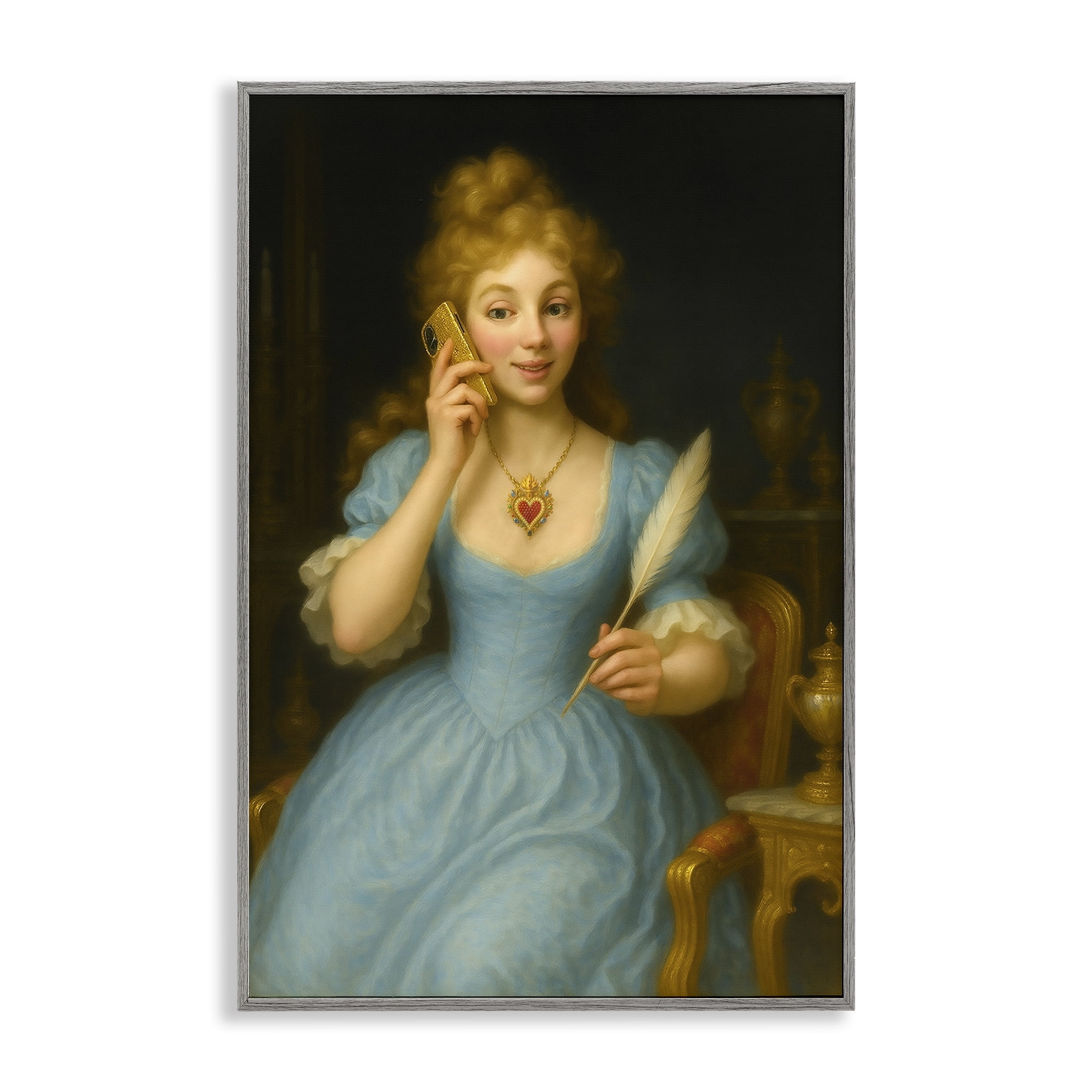 Stupell Industries May I Take A Message Gray Framed Giclee Art, design by Grotto Studios
