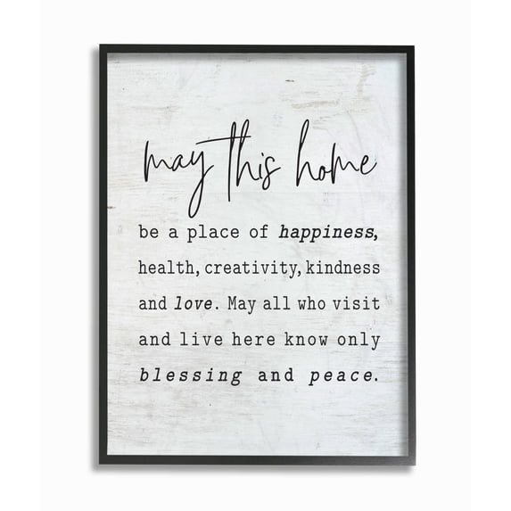 Stupell Industries May This Home Family Inspirational Word On Wood Texture Design Framed Giclee Texturized Art by Lettered and Lined