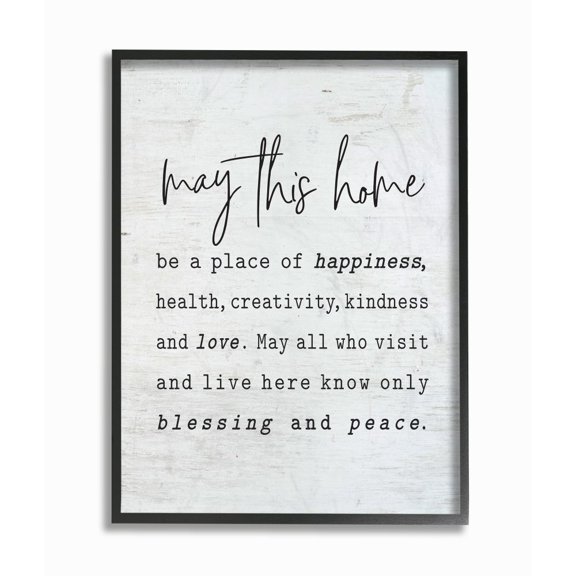 Stupell Industries May This Home Family Inspirational Word On Wood Texture Design Framed Giclee Texturized Art by Lettered and Lined
