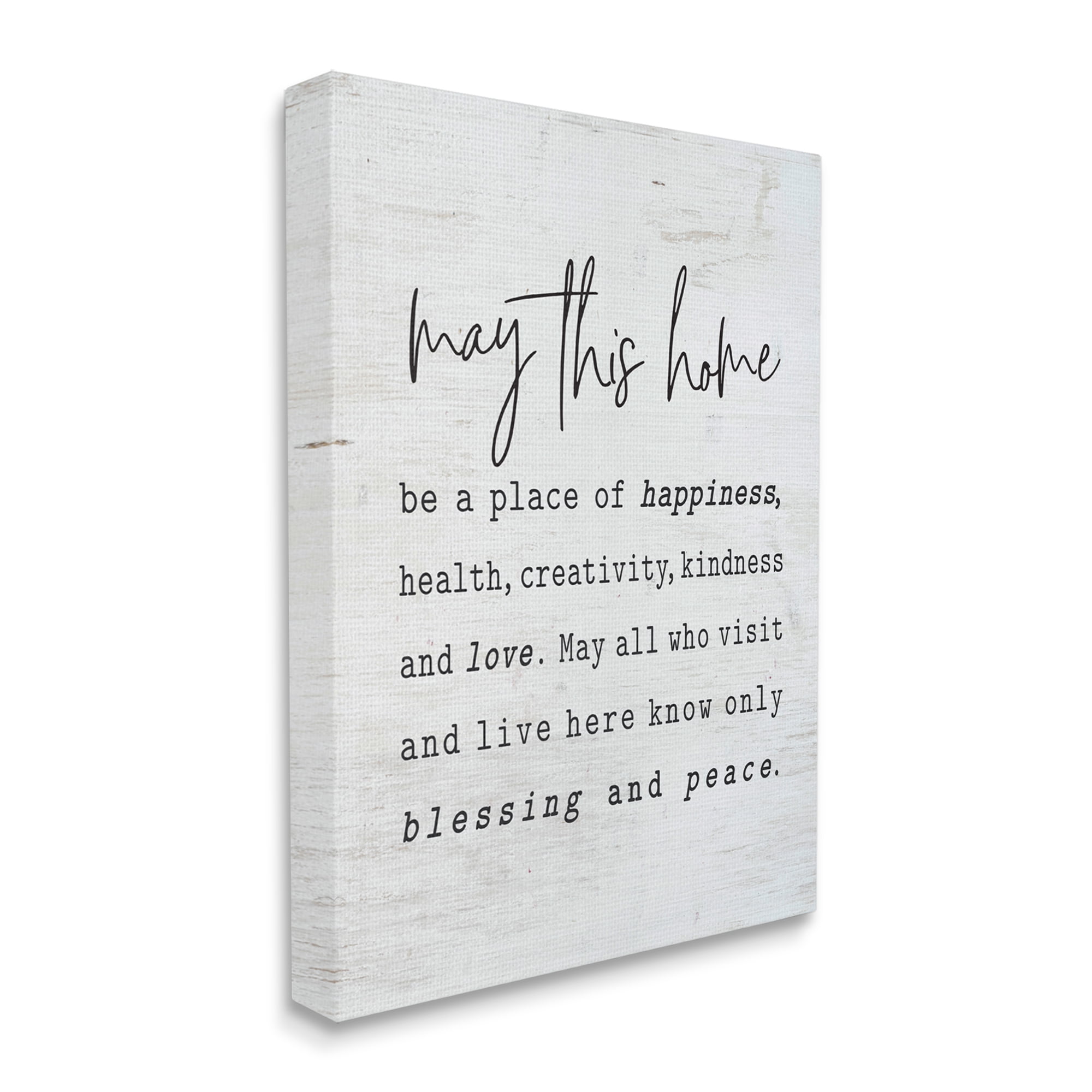 Stupell Industries May This Home Family Inspirational Word On Wood Texture Design Super Canvas Wall Art by Lettered and Lined