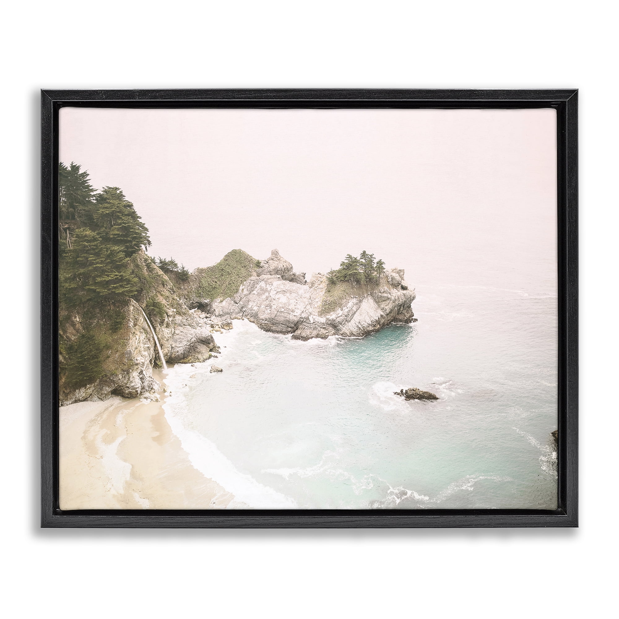 Stupell Industries McWays Falls Seascape Nautical & Beach Photography Black Floater Framed Canvas Art Print Wall Art, 21 x 17