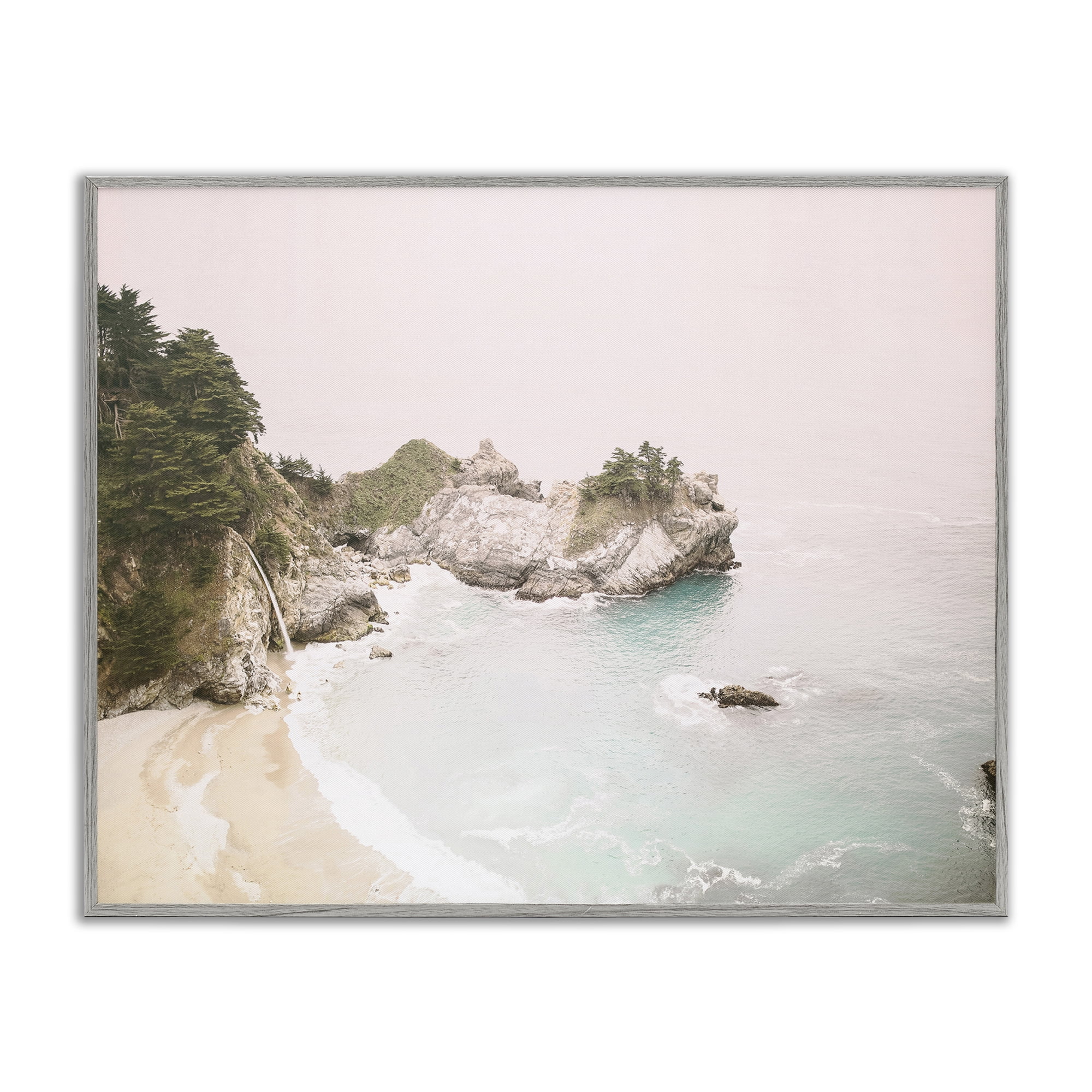 Stupell Industries McWays Falls Seascape Nautical & Beach Photography Gray Framed Art Print Wall Art, 20 x 16
