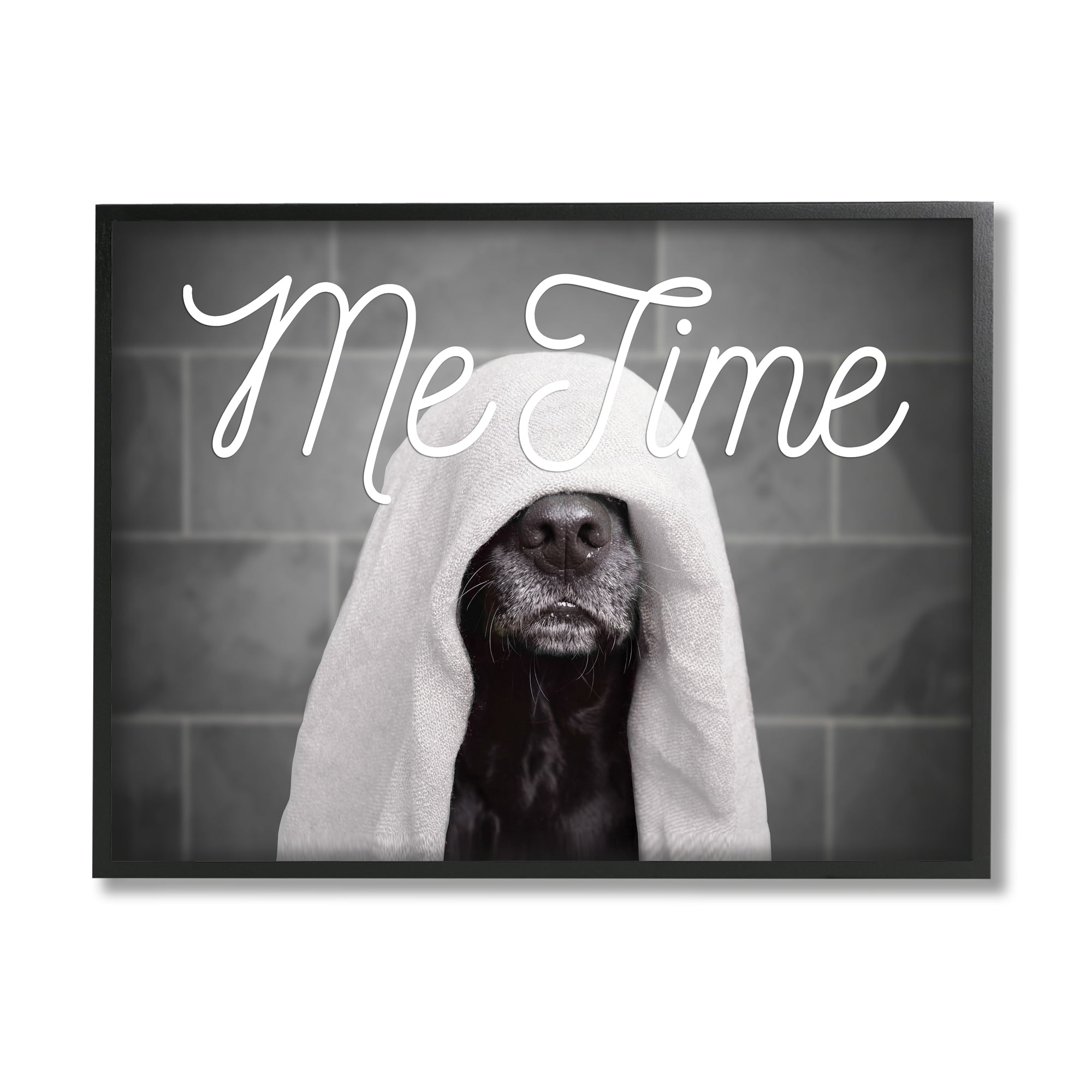 Stupell Industries Me Time Pet Dog Bathroom Portrait Graphic Art Framed Art Print Wall Art, 30x24, By Adobe Stock