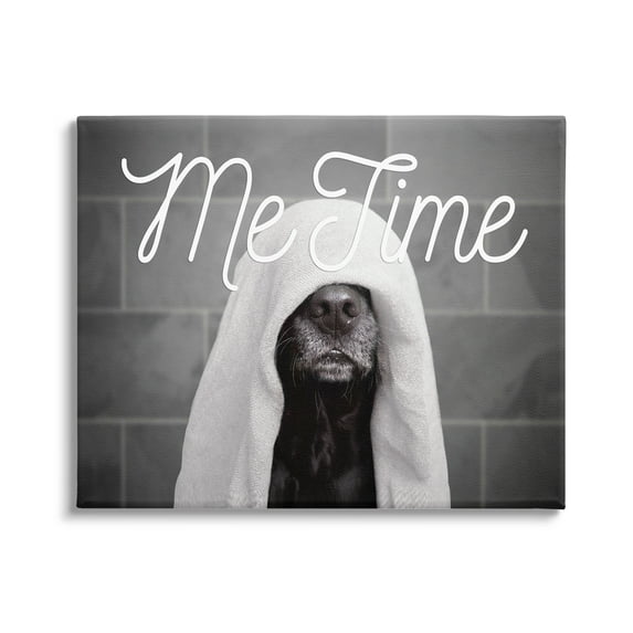 Stupell Industries Me Time Pet Dog Bathroom Portrait Graphic Art Gallery Wrapped Canvas Print Wall Art, 48x36, By Adobe Stock