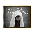 thumbnail image 1 of Stupell Industries Me Time Pet Dog Bathroom Portrait Metallic Gold Framed Floating Canvas Wall Art, 16x20, by Adobe Stock, 1 of 8
