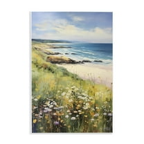 Stupell Industries Meadow Beside Beach Landscape Painting Unframed Art Print Wall Art, 10 x 15