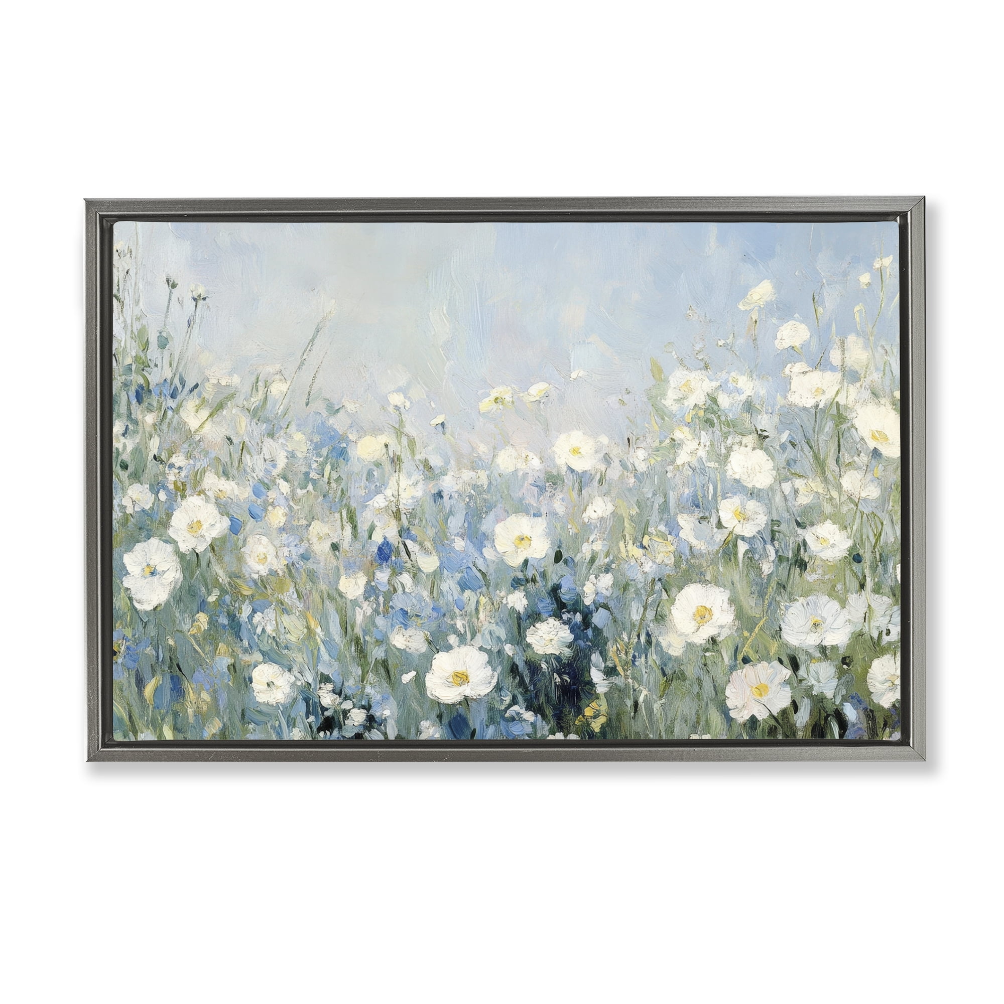 Stupell Industries Meadow Foliage Dream Gray Framed Floater Canvas Wall Art, design by Petal Prints Design