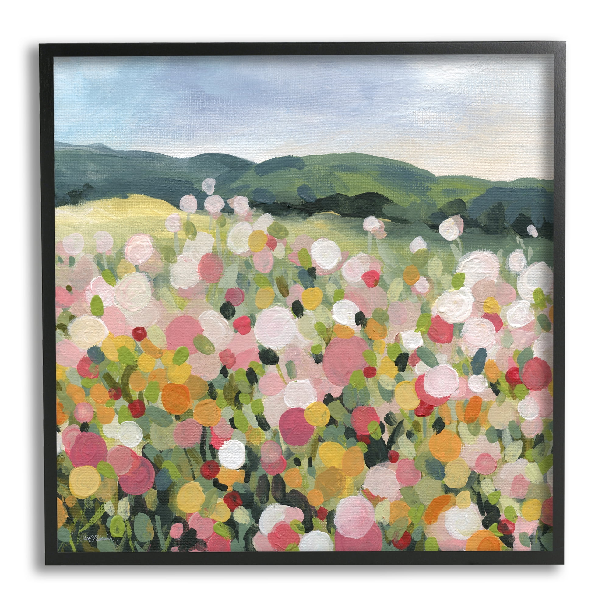 Stupell Industries Meadow Landscape Painting Abstract Painting Black Framed Art Print Wall Art, 24 x 24