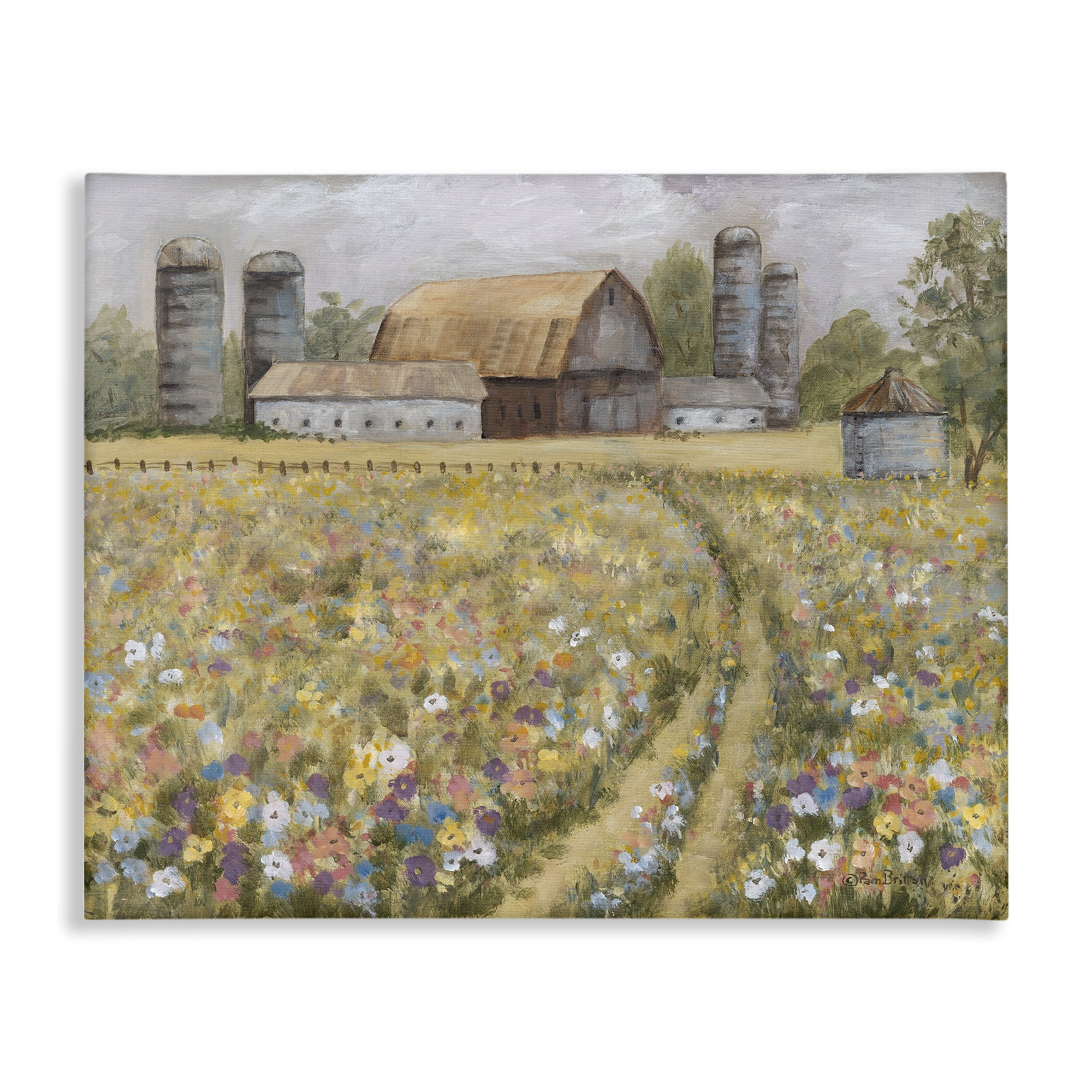 Stupell Industries Meadow Path to Barn Landscape Painting Gallery Wrapped Canvas Art Print Wall Art, 40 x 30