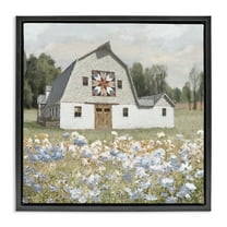 Stupell Industries Meadow View & Barn Landscape & Nature Painting Black Floater Framed Canvas Art Print Wall Art, 18 x 18