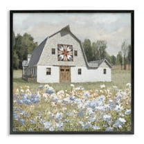 Stupell Industries Meadow View & Barn Landscape & Nature Painting Black Framed Art Print Wall Art, 12 x 12