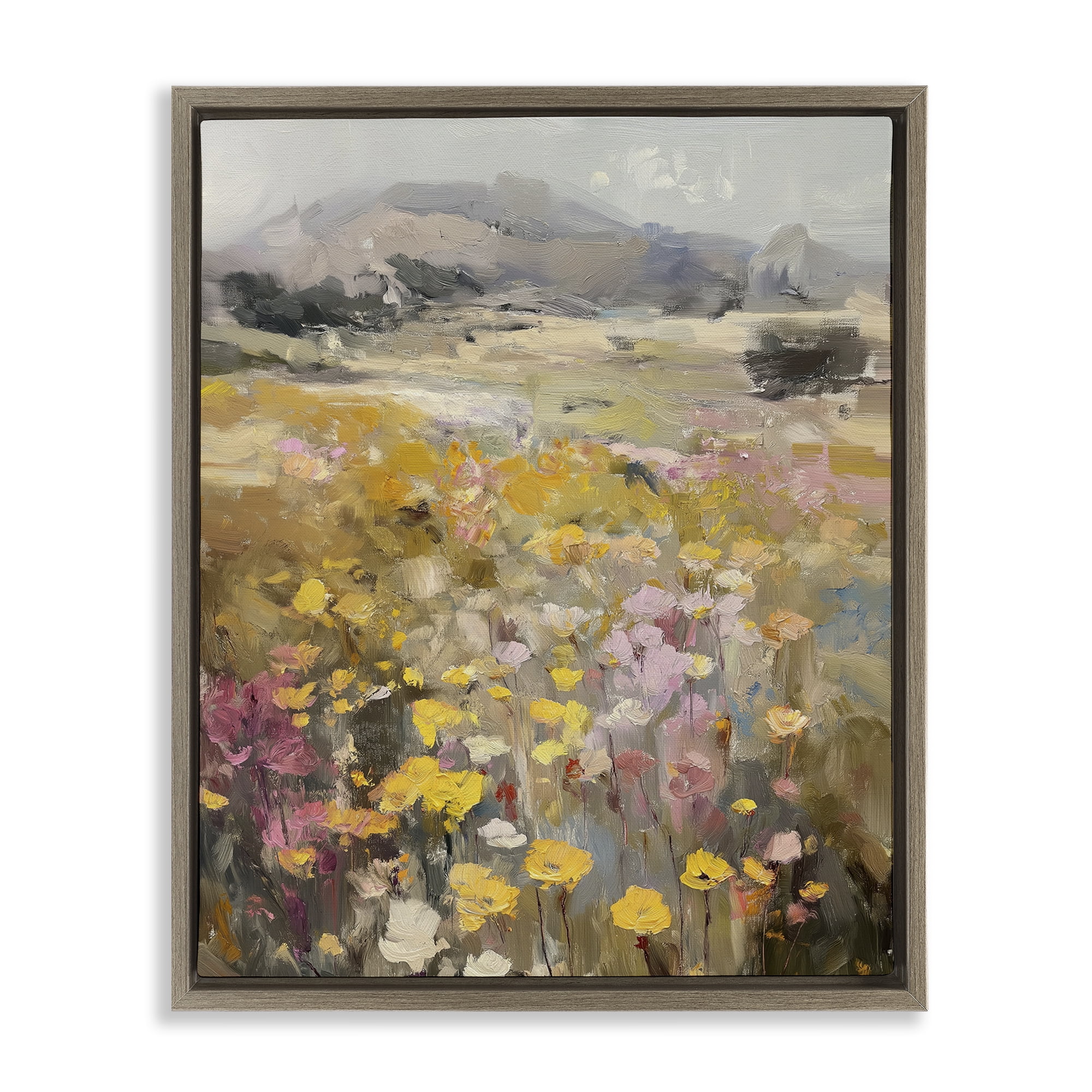 Stupell Industries Meadow's Heartbeat Abstraction Brown Framed Floater Canvas Wall Art, design by Svetlana Aleynikova
