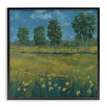 Stupell Industries Meadow with Daffodils Landscape & Nature Painting Black Framed Art Print Wall Art, 12 x 12