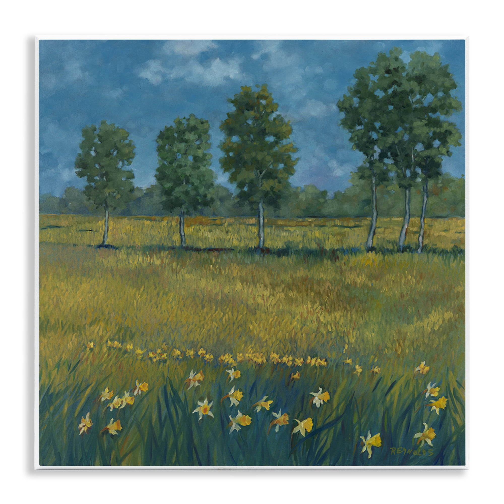 Stupell Industries Meadow with Daffodils Landscape & Nature Painting Unframed Art Print Wall Art, 12 x 12