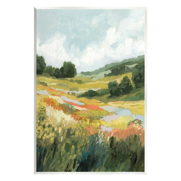 Stupell Industries Meadow with Distant Hills Landscape Painting Unframed Art Print Wall Art, 10 x 15