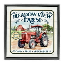 Stupell Industries Meadowview Farm Tractor Transportation Painting Black Floater Framed Canvas Art Print Wall Art, 18 x 18
