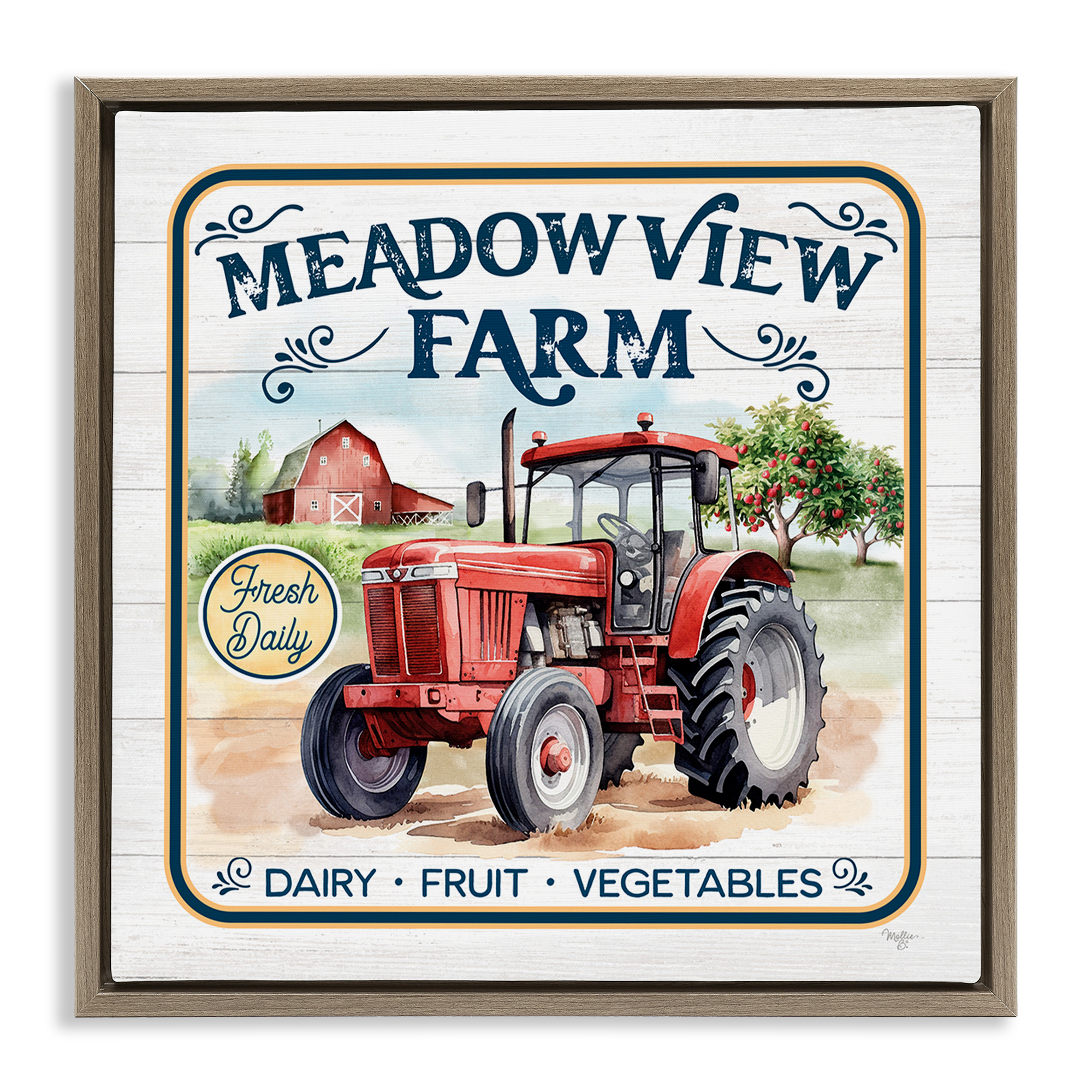 Stupell Industries Meadowview Farm Tractor Transportation Painting Brown Floater Framed Canvas Art Print Wall Art, 25 x 25