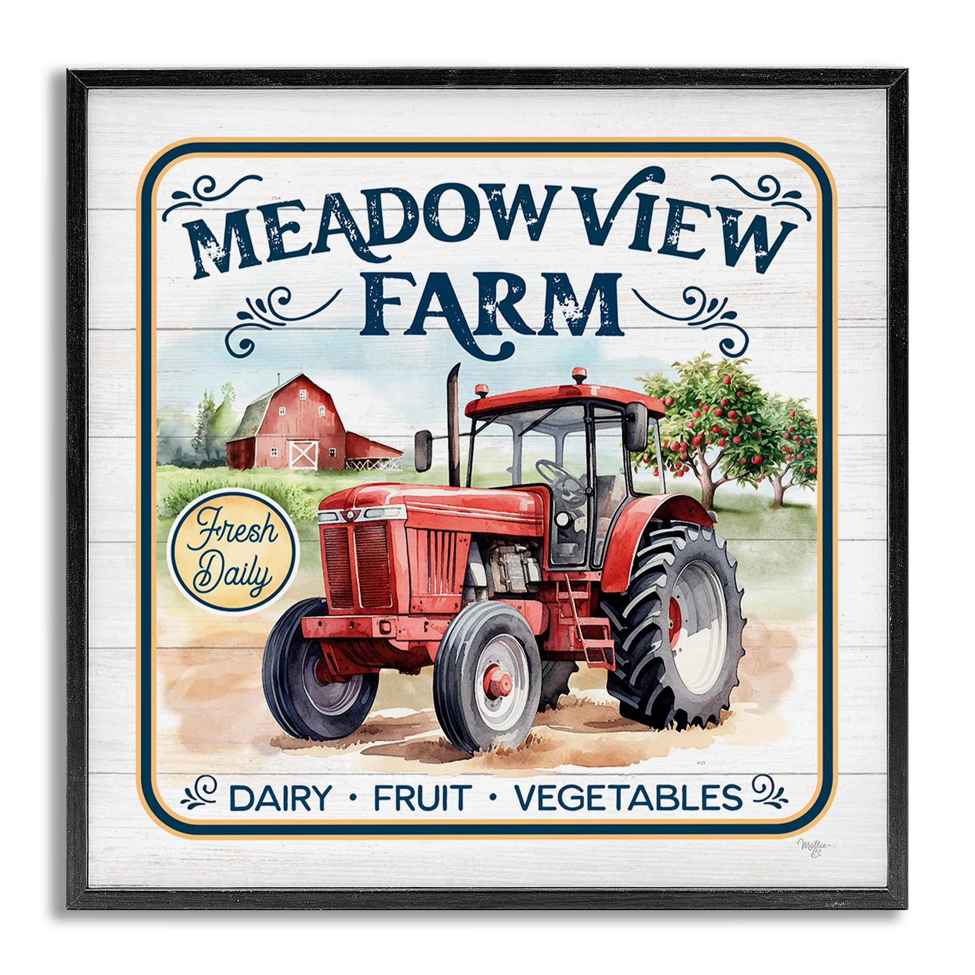 Stupell Industries Meadowview Farm Tractor Transportation Painting Gray Framed Art Print Wall Art, 24 x 24
