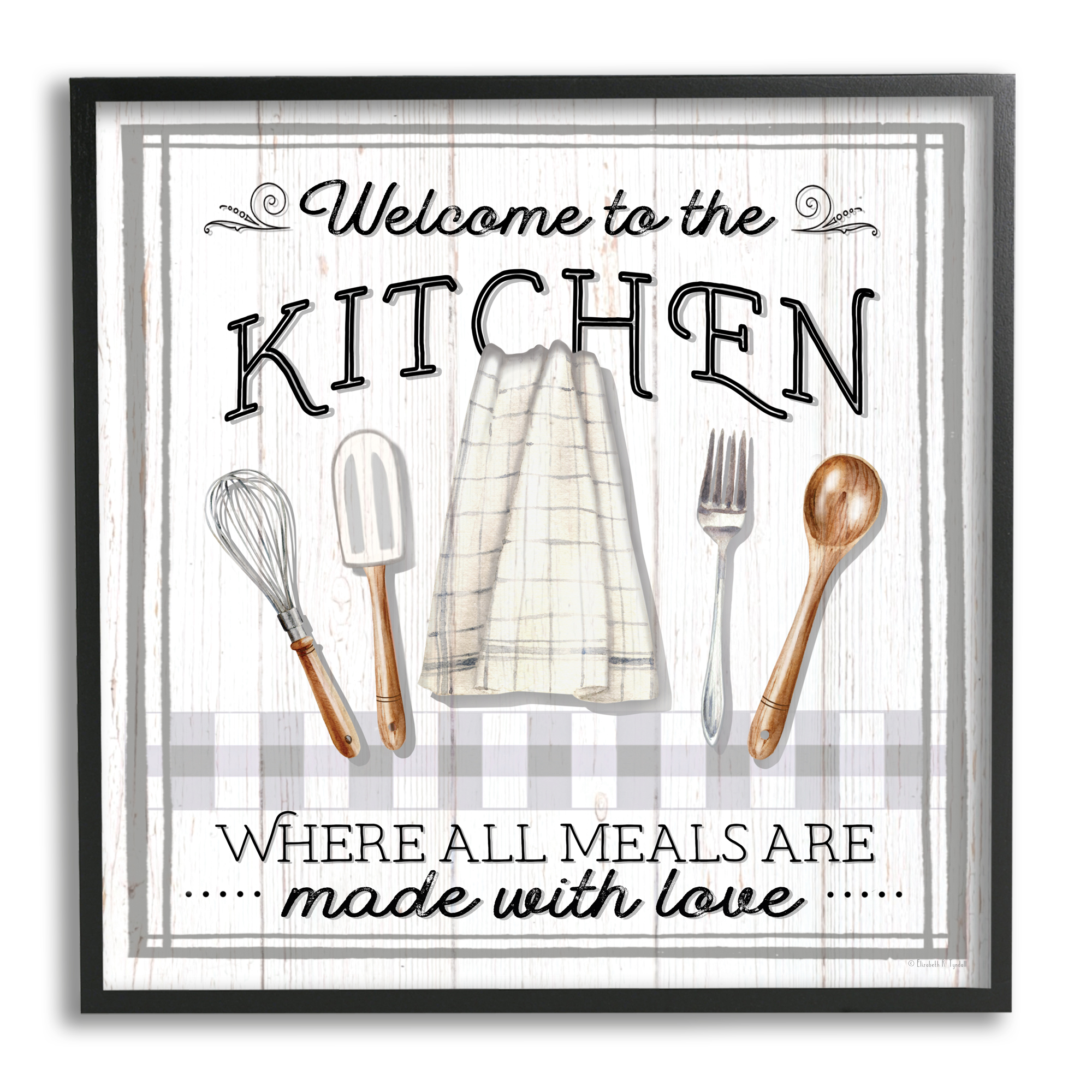 Stupell Industries Meals Made With Love Food & Beverage Painting Black Framed Art Print Wall Art, 12 x 12
