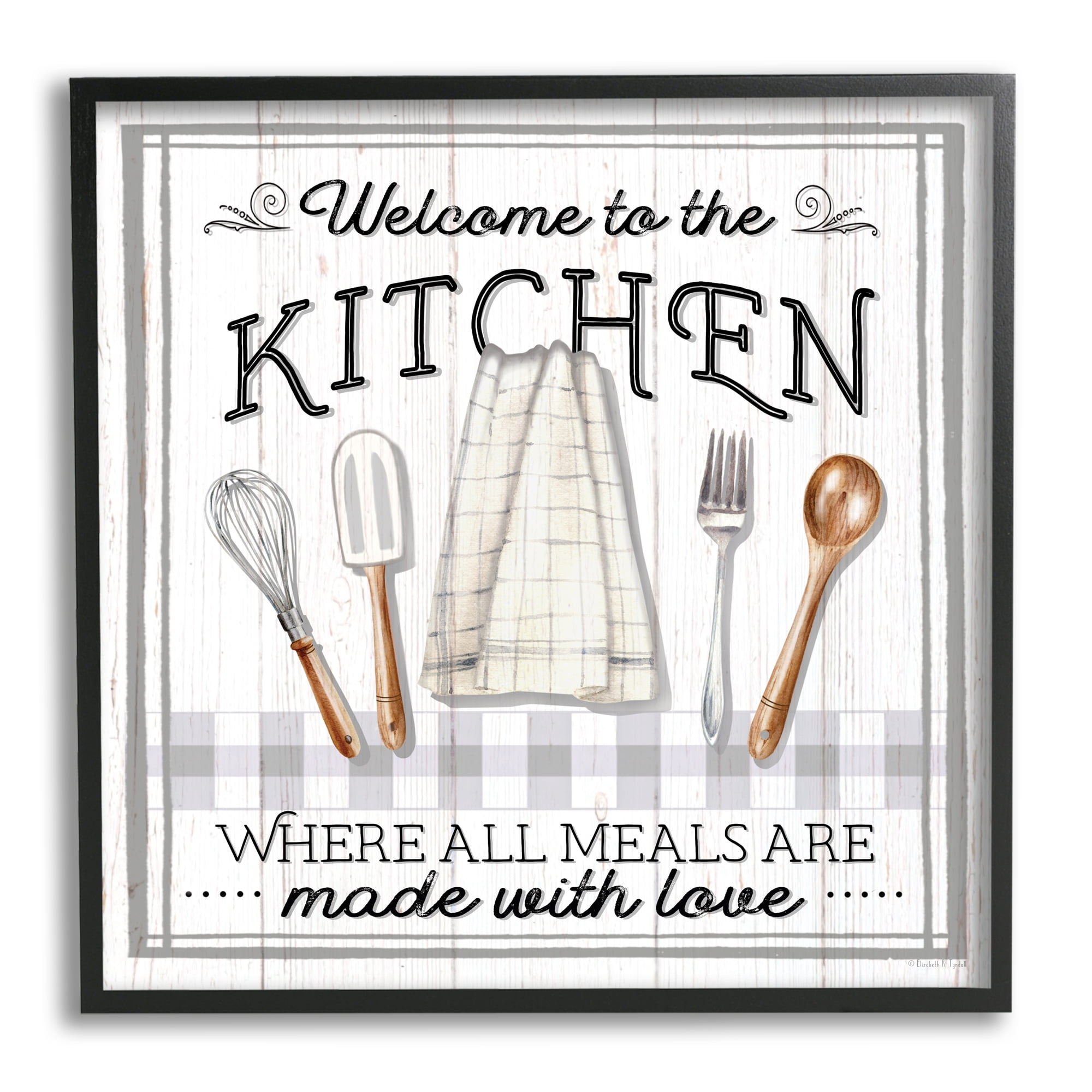 Stupell Industries Meals Made With Love Food & Beverage Painting Black Framed Art Print Wall Art, 24 x 24