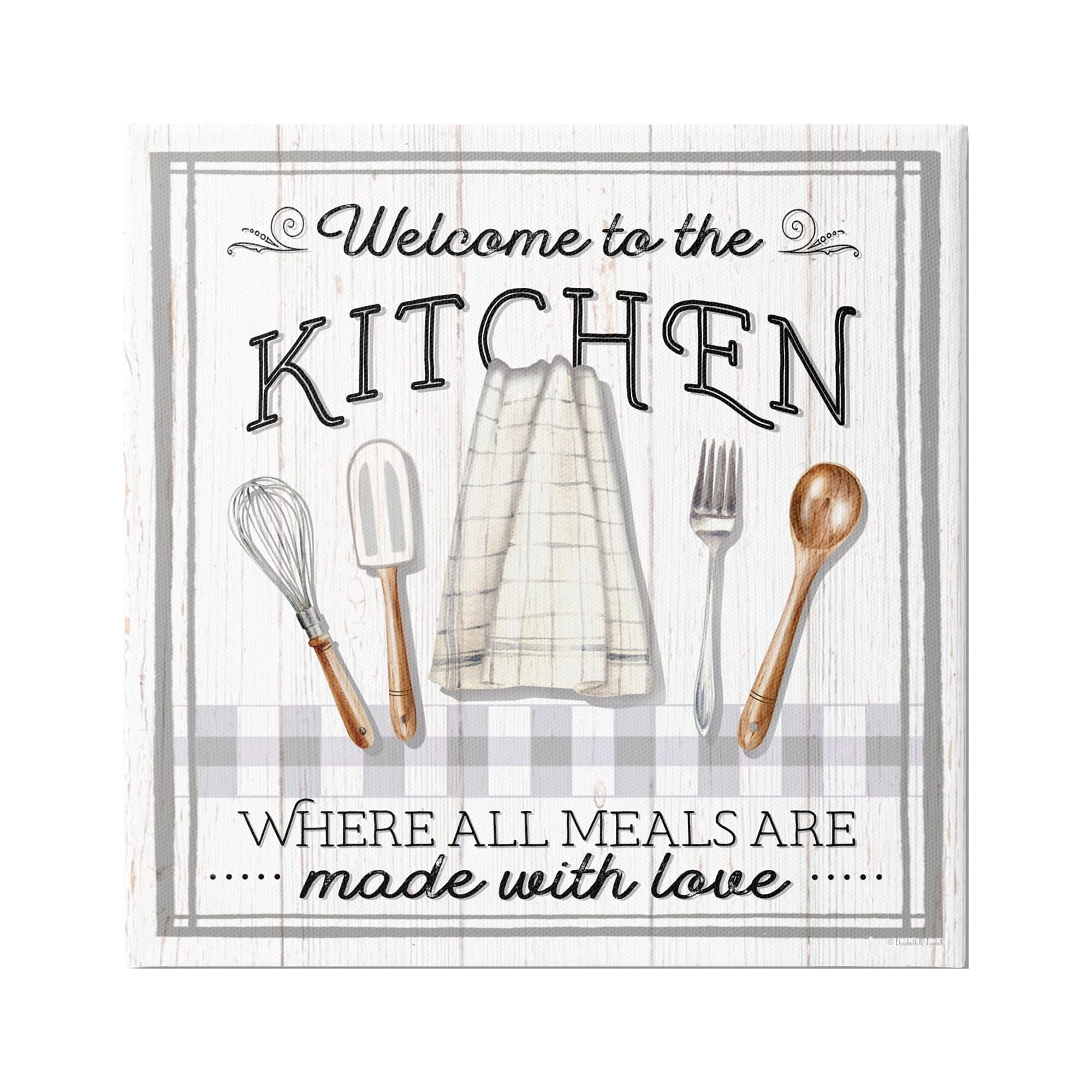 Stupell Industries Meals Made With Love Food & Beverage Painting Gallery Wrapped Canvas Art Print Wall Art, 17 x 17