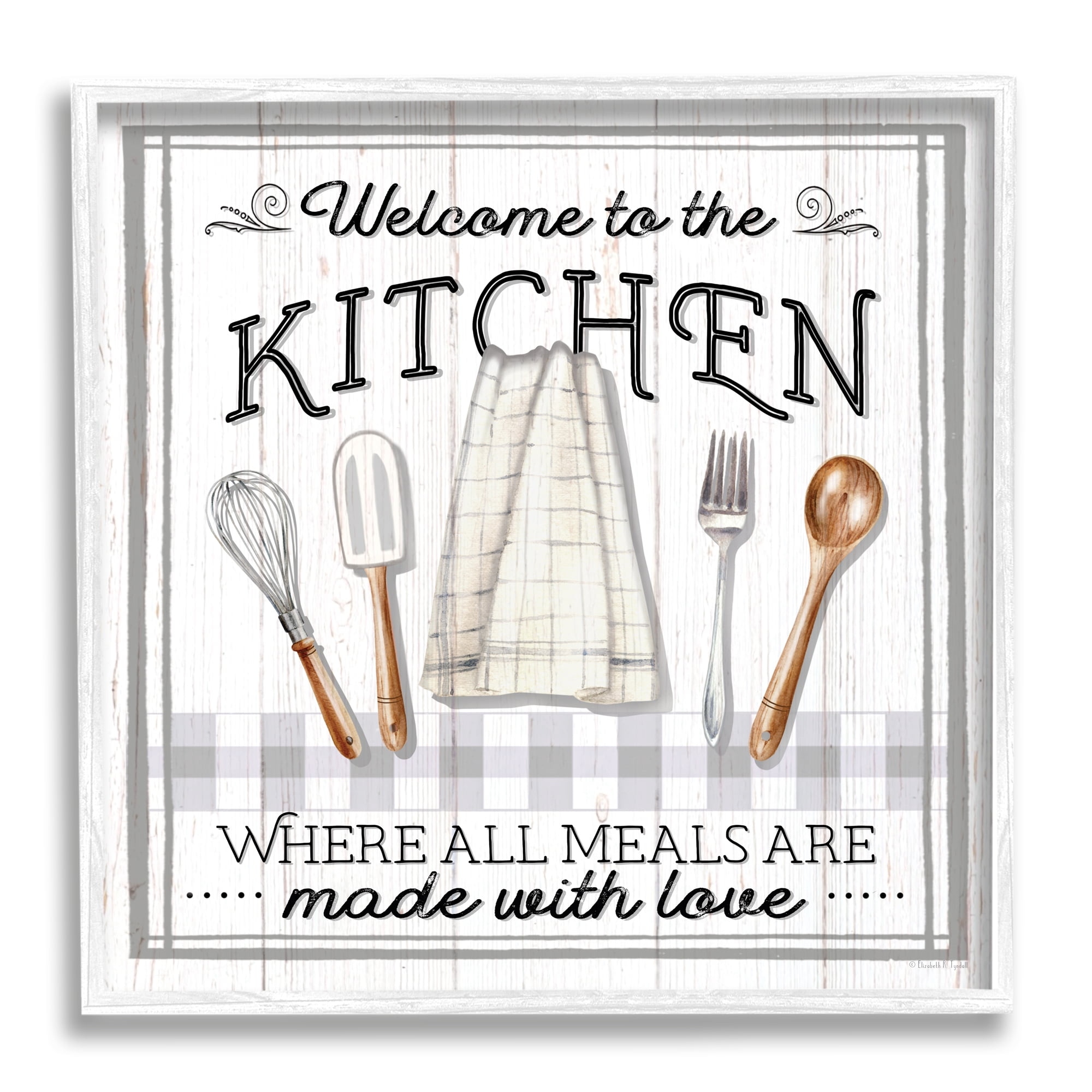Stupell Industries Meals Made With Love Food & Beverage Painting White Framed Art Print Wall Art, 12 x 12